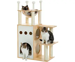Árbol moderno para gatos, torre de madera para gatos de 108 cm
