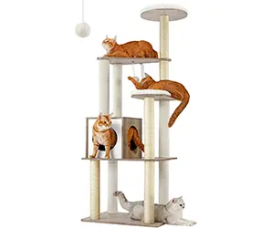 Árbol para Gatos, Torre Moderna de Gatos 165 cm, 5 Postes para Arañar