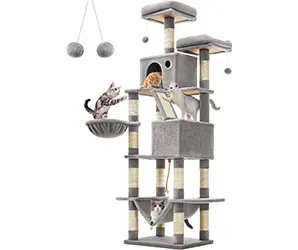 FEANDREA Árbol para Gatos, XXL, Torre de Gatos de 206 cm de Altura con 13 Poste