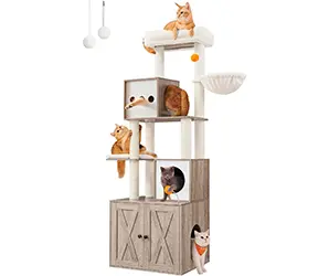 Feandrea Árbol Moderno para Gatos, Rascador para Gatos con Arenero, 185 cm