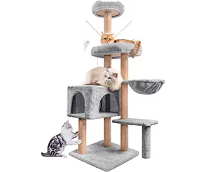 HOMIDEC Árbol para Gatos grandes,145cm Rascador, Torre de Escalada, Estable de Varios Niveles