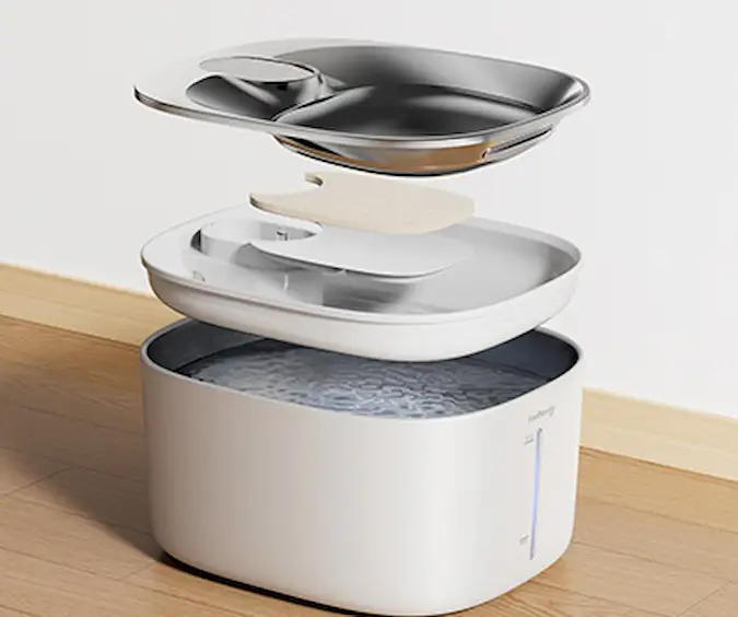 fuente para gatos sin cables de acero inoxidable